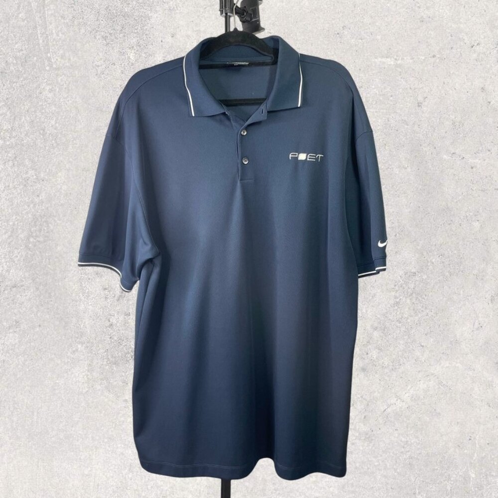 Nike Golf Mens Dri-FIT Classic Tipped Navy Collared Short Sleeve‎ Polo Size XXL